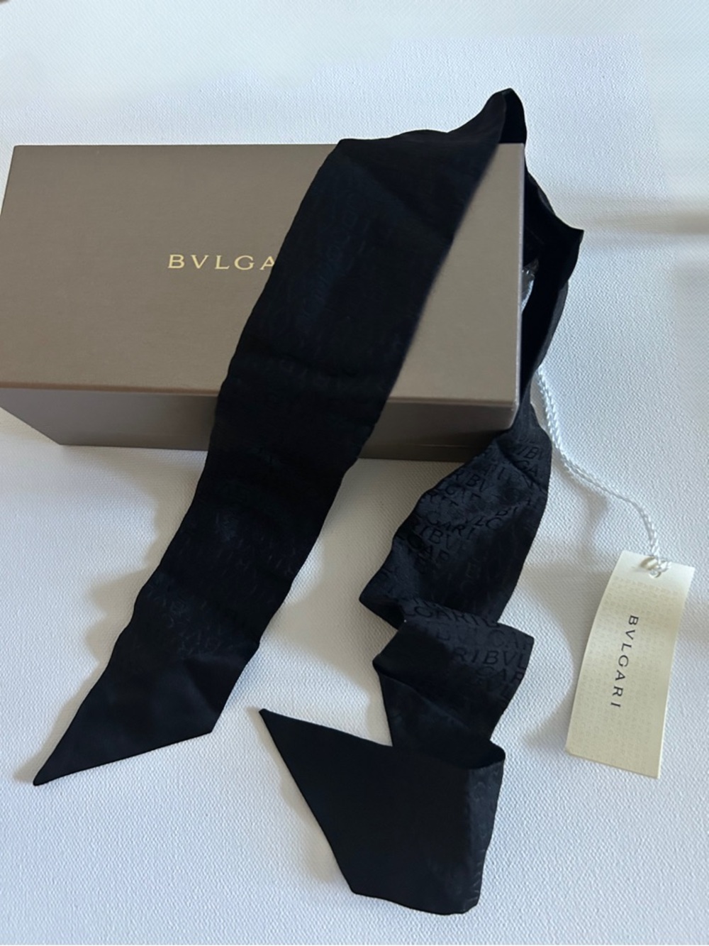 Bvlgari Black Tie Twilly Ribbon Tie *NWT*